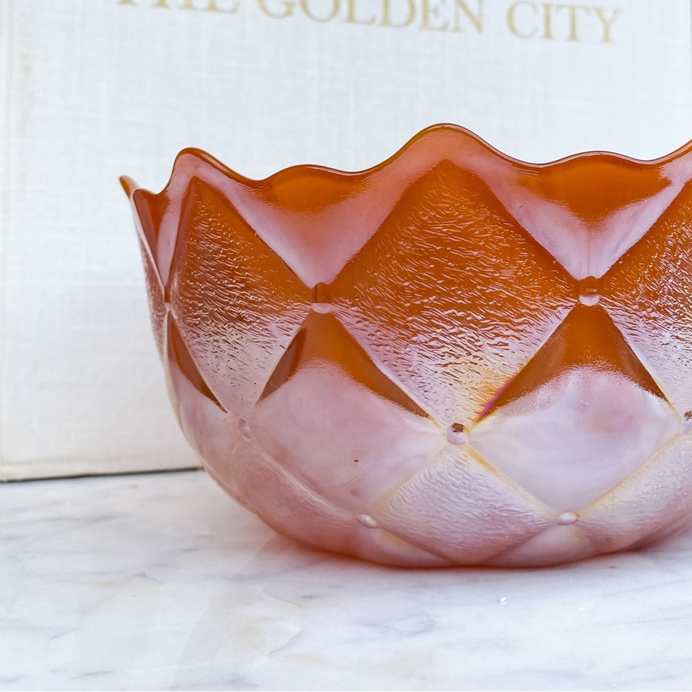 Fenton Glass | Vintage Deep Orange Iridescent Carnival Glass Bowl
